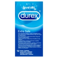 Durex Extra Safe extra lubrikované silnější kondomy s Easy-On tvarem pro větší komfort 12 ks