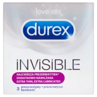 Durex Invisible Extra Thin Extra Lubricated kondomy 3 ks