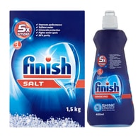 Finish Sůl do myčky nádobí 1,5kg + Leštidlo Shine & Protect 400ml